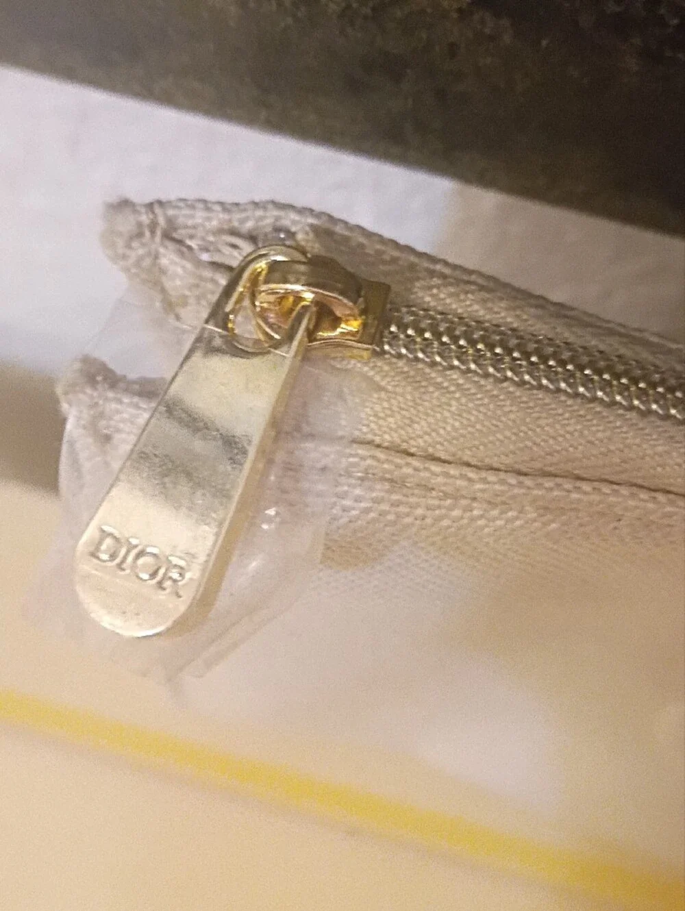 Dior Cream Embossed Logo Cosmetic Pouch